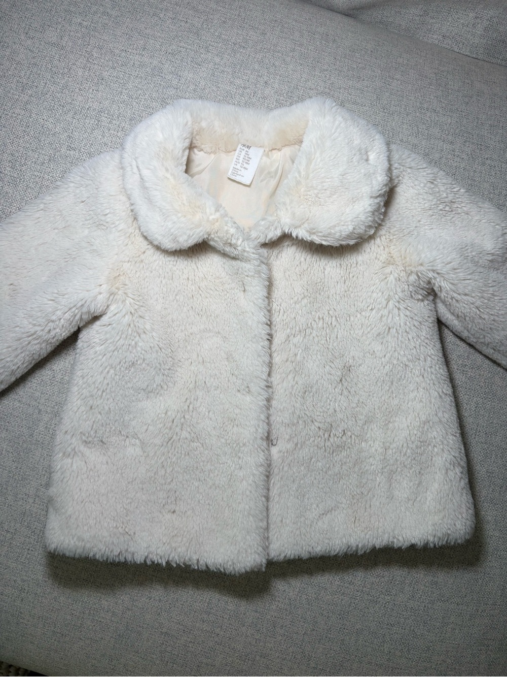 H&M Cream Faux Fur Coat 12-18 months